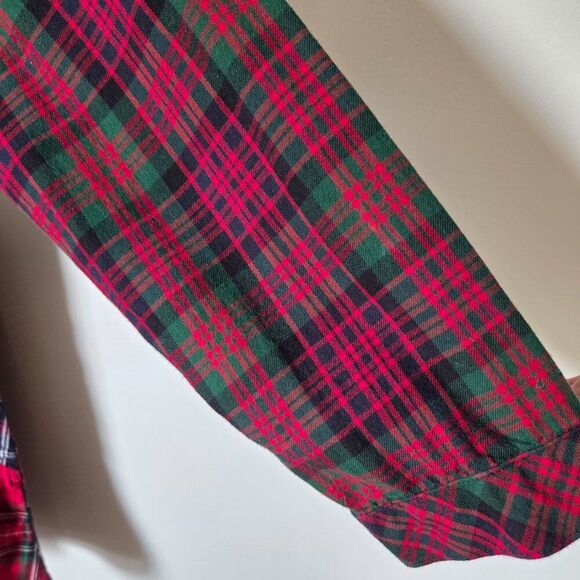 EUC J JILL PLAID BUTTON DOWN LONG LINE SHIRT / SHIRT DRESS SIZE LARGE - Picture 12 of 16
